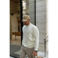 Livio Ferri Mira Premium Saç Örgü Bisiklet Yaka Kalın Triko Kazak