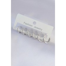 Pazarcan Pirinç Gümüş Renk Oval Küpe Seti