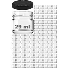 29 ml Konserve Küçük Numune Kavanoz Siyah Metal Kapaklı Şeffaf Cam 29 cc Paşabahçe (6)