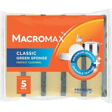 Max Klasik Yeşil Bulaşık Süngeri 5'li Paket, Dayanıklı ve Etkili Kir Sökücü