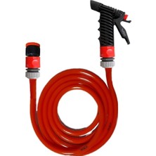 Düz Sulama Yıkama Hortum Musluk Adaptörlü ve Yeni Tetik Başlıklı Set (10 Metre Turuncu)