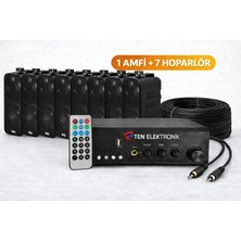 Westa Ten, Eco Seri Ses Sistemi Amfi +  Duvar Tipi Hoparlör Seti | Cafe, Restoran, Mağaza, Masaj Salonu Için | Bluetooth + USB