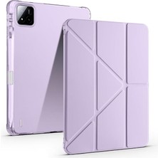 Xiaomi Pad 7 Kılıf Silikon Standlı Kalem Bölmeli Kılıf Lila