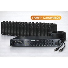Westa Ten, Eco Seri Ses Sistemi Amfi +  Duvar Tipi Hoparlör Seti | Cafe, Restoran, Mağaza, Masaj Salonu Için | Bluetooth + USB