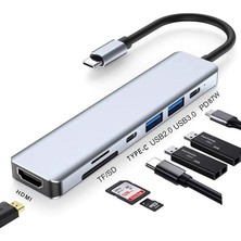 Daytona Aırsky HC-13C Macbook Uyumlu Type-C To 2* USB 3.0 Sd Tf 4K Hd 1080P HDMI Pd Kart Okuyucu Çevirici Hub Adaptör