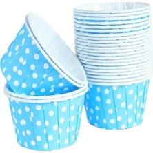 Açık Mavi Puantiyeli Muffin Kek Kalıbı, Kek Kapsülü Cupcake Kalıbı, Airfryer Uyumlu