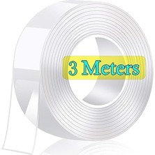 3 Metre Çift Taraflı Bant Ekstra Güçlü Şeffaf Yıkanabilir Ince Nano Bant Çıkarılabilir Iz Yok Kaymaz Yeniden Kullanılabilir Çift Bant, Halı, Mutfak, Araba Veya Ofis Için