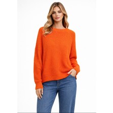 Justas Kadın Triko Kazak Mavi – Yumuşak Dokulu Rahat Kalıp Günlük