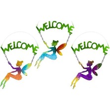 Balkon ve Bahçe Hoşgeldiniz Tabelası,3 Lu Set Melek Model 30X18X0,5CM