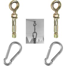 2'li Salıncak Hamak Box Torbası Tavan Asma Aparatı Salıncağı Çelik Dübel + Karabina Kanca Takımı