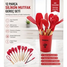 Aksoy Homestyle Ahşap Saplı Silikon Mutfak Gereçleri Seti – Isıya Dayanıklı, Çizmez, Modern Tasarım