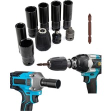 Somun Sökme Sıkma Torklu Makine Için 6lı Lokma Seti ve Bits Adaptör 1/2 Hex Ağır Hizmet Lokma Bijon