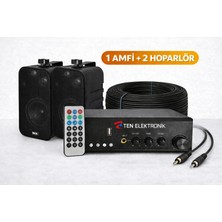 Westa Ten, Eco Seri Ses Sistemi Amfi +  Duvar Tipi Hoparlör Seti | Cafe, Restoran, Mağaza, Masaj Salonu Için | Bluetooth + USB