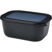 - Multi Bowl Cirqula Rectangular - Kapaklı Saklama Kabı - Buzdolabı Için Hava Geçirmez Saklama Kutusu, Mikrodalga Fırın Kabı ve Saklama Kabı Olarak Uygundur - 1500 ml - Nordic Black