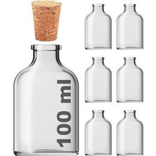 ml Düğün, Kına, Nişan, Kolonya, Koku, Hediyelik Şişesi Şeffaf Mantar Tıpalı 100 cc Cam Şişe (Şeffaf 6 Adet)