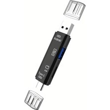 USB Otg Kart Okuyucu Type-C ve Otg Uçlu Macbook Uyumlu Pc Bilgisayar Cep Telefonu ve Notebook Uyumlu Mikro Sd Kart Okuyucu