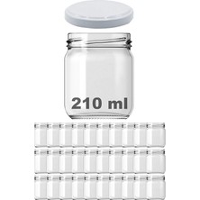 210 ml Metal Beyaz Kapaklı Şeffaf Cam Kavanoz 30 Adet
