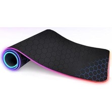 Boy Xxl 80X30CM Mavi Petek Dilim Ritim Desenli Rgb LED Işıklı Gaming Gamer Oyuncu Mouse Pad Kaymaz Kauçuk Taban