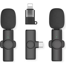 Yaka Mikrofonları 2li For Type-C For Iphone Tüm Modeller Video Kaydı, Podcast, Röportajlar, Youtube, Tiktok ve Vlog Için Mini Mikrofon