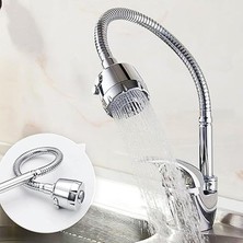 Home Spiral Başlı 2 Fonksiyonlu Hareketli Dönebilen Hortumlu Musluk Ucu Tasarruflu Oynar Başlıklı Krom