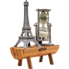 Uravas Store Eyfel Kulesi Tasarımlı Kum Saati Kristalleştirilmiş Kum Saati Dekoratif Ahşap Görünümlü