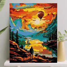 Zirve Hobi Sanat Sayılarla Boyama Tuval Seti Fırça Boya Dahil 40X50 cm Renkli Çıtalı