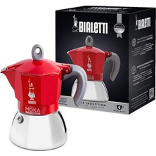 - Moka Indüksiyon Kırmızı: 6 Cups Ocak Üstü Espresso Pişirici - 280ML - Alt Hazne: Dış Paslanmaz Çelik Iç Alüminyum - Patentli Güvenlik Valfi - Indüksiyon Ocak Türleri Için Uygundur