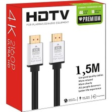 HDMI Kablo 1,5 Metre 4K Hdtv 2160P 18GBPS Premium Altın Kaplama Uç Yüksek Hızlı Aktarım Plasma LCD Pc Ses Ekipmanları (1,5 Metre)
