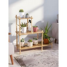 Katlı Ahşap Çiçeklik Rafı, Dekoratif Saksı Standı, Çiçeklik, Çiçek Sehpası, Çiçek Rafı, 79X72X29 Cm, Çok Amaçlı Bitki Organizatörü, Asude Home, No1
