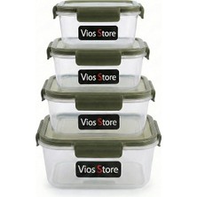 Kilitli Saklama Kabı Seti – Sızdırmaz Kapaklı, Farklı Boy ve Renklerde, Bpa Içermez, Plastik Gıda Saklama Kutusu (2150 Ml- 1300 ml - 700 ml - 300 Ml) (Haki)