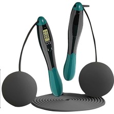 Çift LED Dijital Sayaçlı 4 Modlu Akıllı Çelik Ip Atlama Fitness Kondsiyon Yeşil