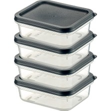 Home 4 Adet Buzdolabı Organizeri – Pp Plastik Şeffaf ve Ayarlanabilir Saklama Kabı, Gıdaları Taze Tutan Fresh Box, Çok Amaçlı,mikrodalga ve Bulaşık Makinesi Uyumlu (Gri, 500 Ml)