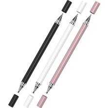 Universal Telefon Tablet iPad 2in1 Disk Uçlu Stylus Pen Dokunmatik Kalem - AL3463 (Beyaz)