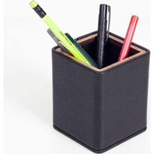 Kare Ahşap Detaylı Kalemlik Siyah