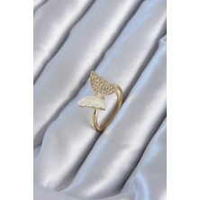 Pazarcan Gold Renk Zirkon Taş Detay Pirinç Kadın Yüzük