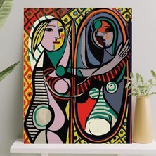 Hobi Sanat Sayılarla Boyama Tuval Seti Fırça Boya Dahil (Çıtalı) 40X50 cm - Aynadaki Kadın