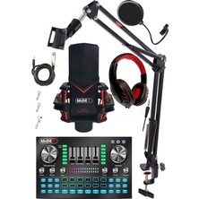Gmx-1 Diamond Set Kablolu Condenser Mikrofon Ses Kartı Kulaklık Canlı Yayın Paketi (Telefon ve Pc)