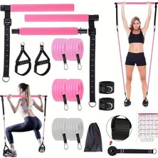 Full Vücut Pilates Bar Seti Egzersiz Çubuğu Ayarlanabilir Evde Onlarcak Farklı Spor Jimnastik Olanağı Kapı Askılı Çantalı