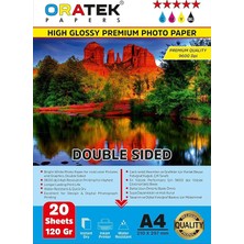 T664/6641 L1455 Uyumlu Fotoğraf Kağıdı A4 Premium Parlak 120 gr 20 Adet, Beyaz