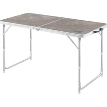 Portatif Kamp Masası, 3 Yükseklik Ayarlı, Katlanır Piknik Masası, Kolay Taşınabilir Alüminyum Masa - 120X60 - Mermer Desenli