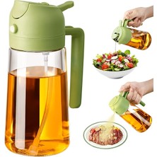 Vıew 2'si 1 Arada Yağ Püskürtücü ve Yağ Dozajı, 470 ml Hava Fritözü Için Yağ Spreyi, Mutfak, Salata ve Barbekü Için Cam Zeytinyağı Şişesi (Yeşil)