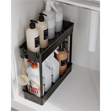 Home Rafata 2 Katlı Evye Altı Düzenleyici Kaydırmaz Tabanlı Şık Tasarım Banyo Aksesuarı