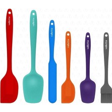 Isıya Dayanıklı Yanmaz Yapışmaz Silikon Spatula Seti 6 Parça Karışık Renkli