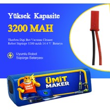 Thorben Digi Bot Vacuum Cleaner Robot Süpürge 3200 mAh 14.4 V  Batarya – Orjinal Uyumlu Uzun Ömürlü, Yüksek Performans Pil