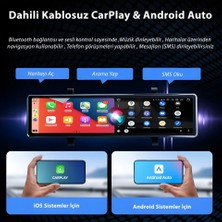 Azurtech C3 Carplay & Android Auto Multimedya Dikiz Aynası | 12” Hd Ekran, Ön + 1080P Arka Kamera, Geri Görüş