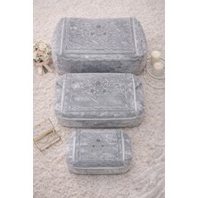 Hig Store 3'lü Gelindamat Figür Fransız Güpür Çeyizlik Bohça Söz Nişan Gelin Damat Hurç Seti 60X40/50X40/40X30