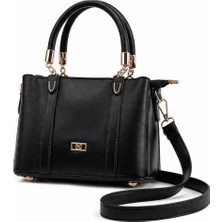 Altın Zincir Detaylı Dokulu Suni Deri Kadın El ve Omuz Çantası