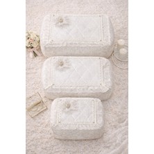 Hig Store 3'lü Gelindamat Figür Fransız Güpür Çeyizlik Bohça Söz Nişan Gelin Damat Hurç Seti 60X40/50X40/40X30