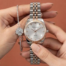 Ferrucci Bileklik Hediyeli Rose/metalik Kadın Kol Saati 30 mm Jübile Çelik Bilezik Kesme Cam 2 Yıl Garantili