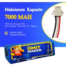 TTEC Robi Promaster Plus Robot Süpürge 7000 mAh 14.4V  Batarya – Orjinal Uyumlu Uzun Ömürlü, Yüksek Performans Pil